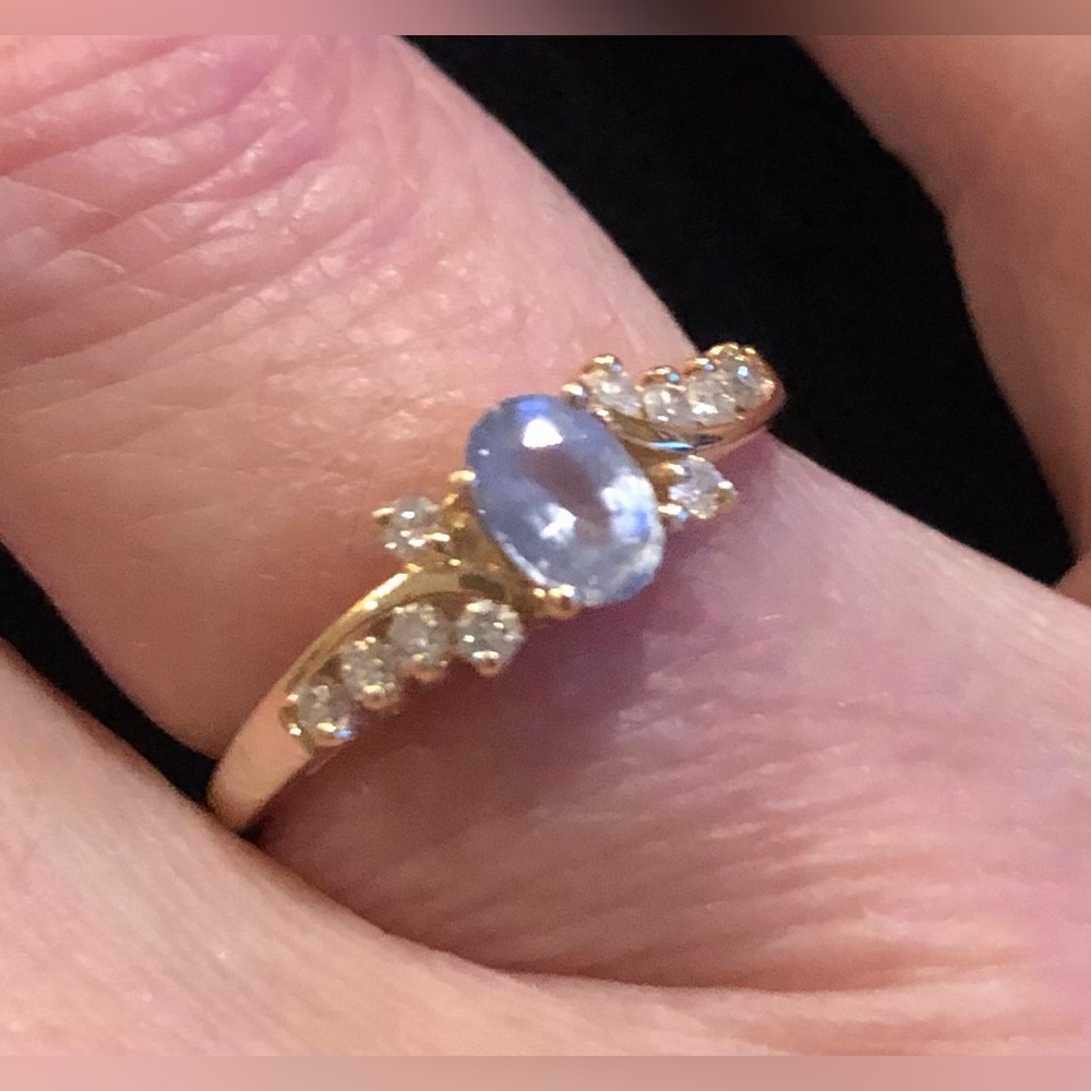 Ice blue sapphire and diamond ring Size 7